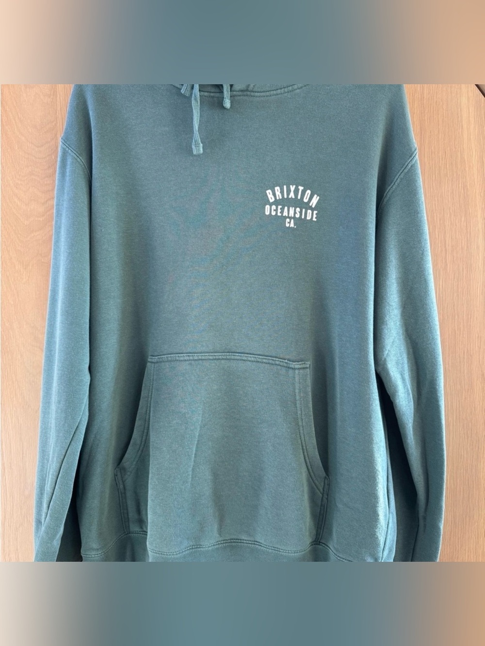 Brixton Men’s Oceanside Teal Pullover Hoodie with Drawstrings Size M